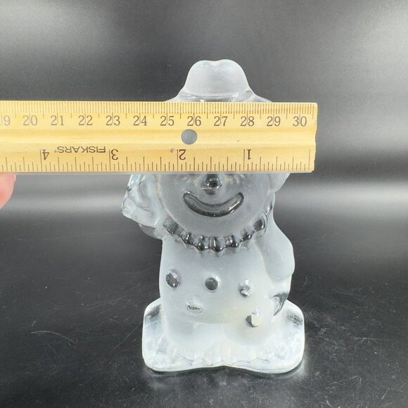 Vintage Viking Glass Clown Figurine Paperweight Frosted Clear Heavy Crystal Vtg - Picture 4 of 13